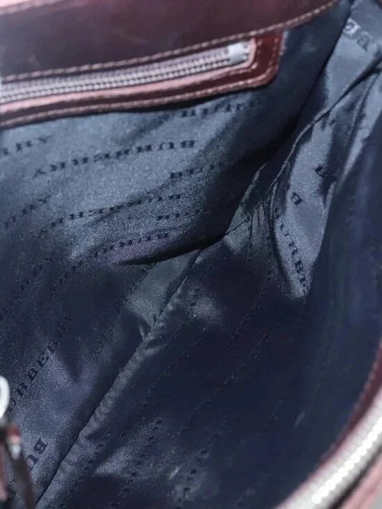 BURBERRY Nova Check Hand Bag Nylon Beige Silver Auth 120399 - Picture 12 of 16